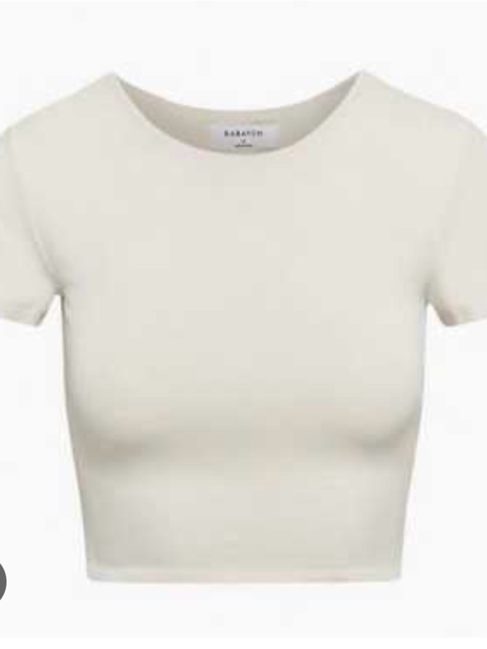 Babaton Contour Crewneck Short Sleeve Crop Top Matte Pearl